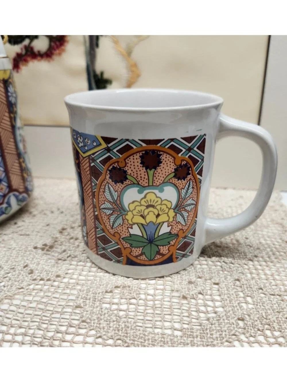 Imari Ware Teapot & Mug Set National Silver Co Nagoya Japan Vintage